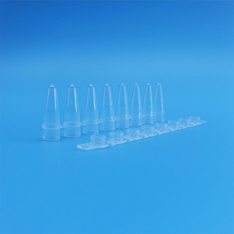 Tiras de tubos PCR de polipropileno de 8 tiras de 0,2 ml con cubierta plana óptica adjunta